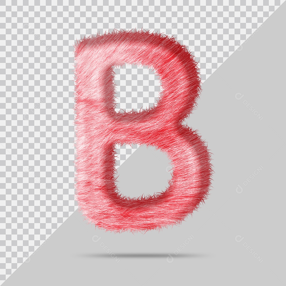 Letra B com pele Vermelho Pintada Ilustração 3D PSD
