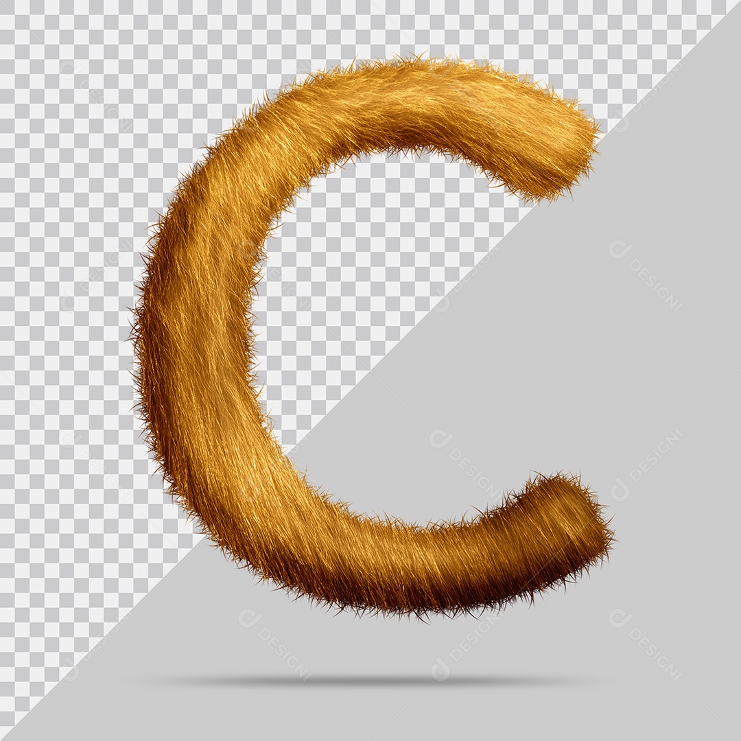 Letra C com pele Marrom Pintada Ilustração 3D PSD