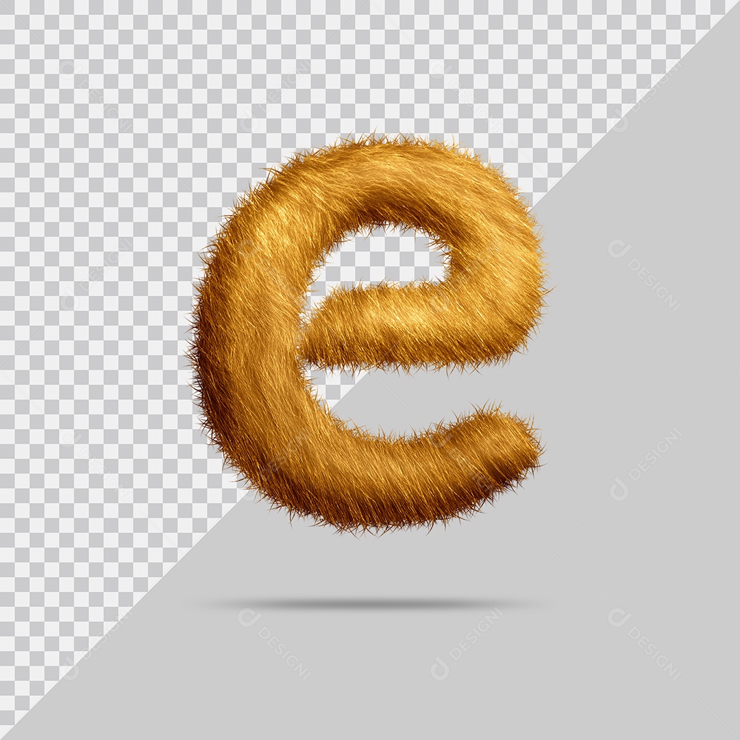 Letra E com pele Marrom Pintada Ilustração 3D PSD