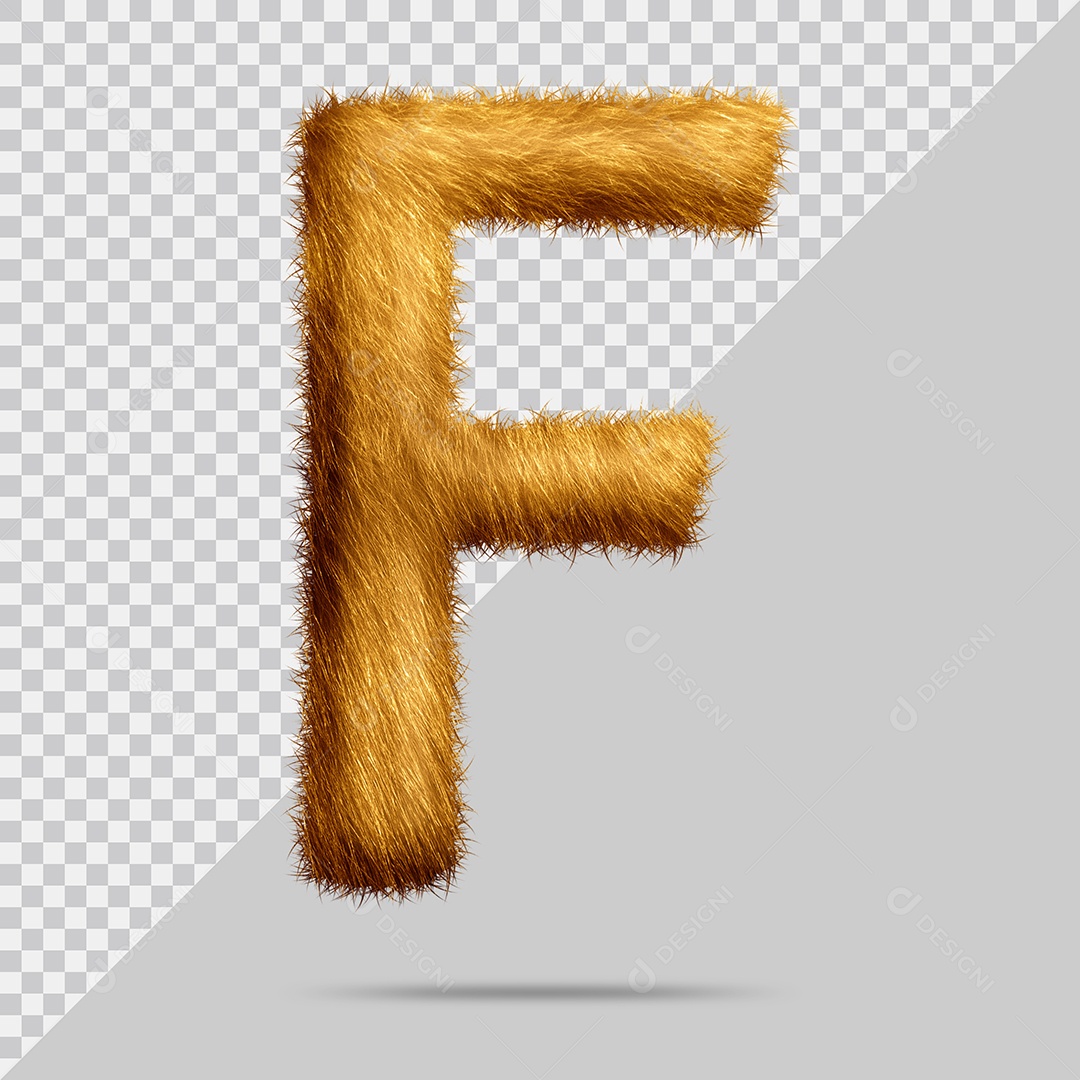 Letra F com pele Marrom Pintada Ilustração 3D PSD