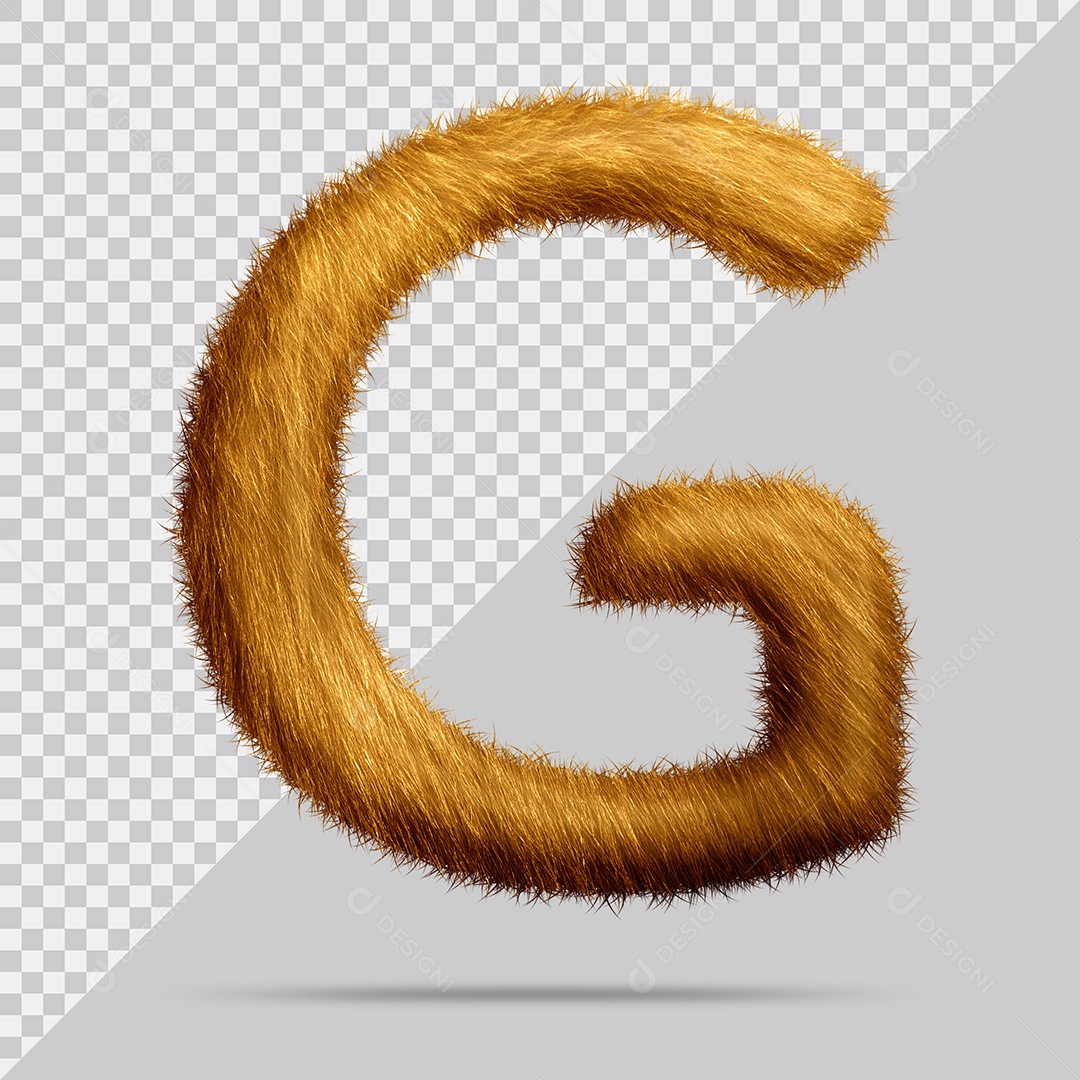 Letra G com pele Marrom Pintada Ilustração 3D PSD