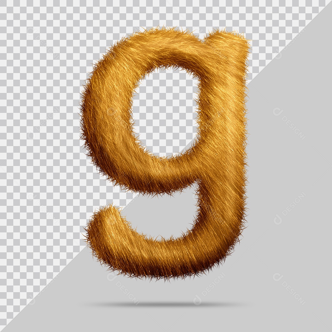 Letra G com pele Marrom Pintada Ilustração 3D PSD