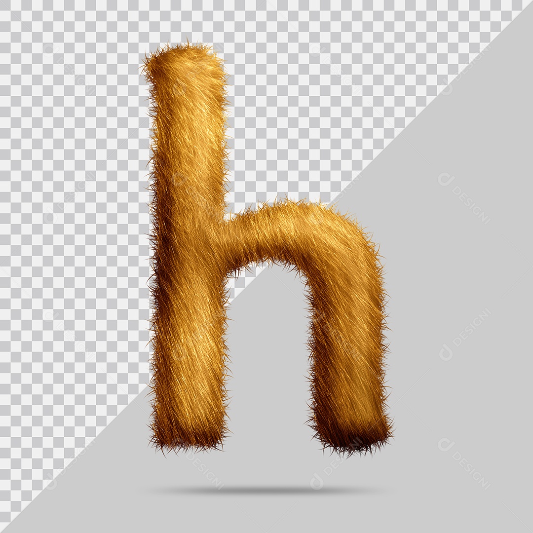 Letra H com pele Marrom Pintada Ilustração 3D PSD