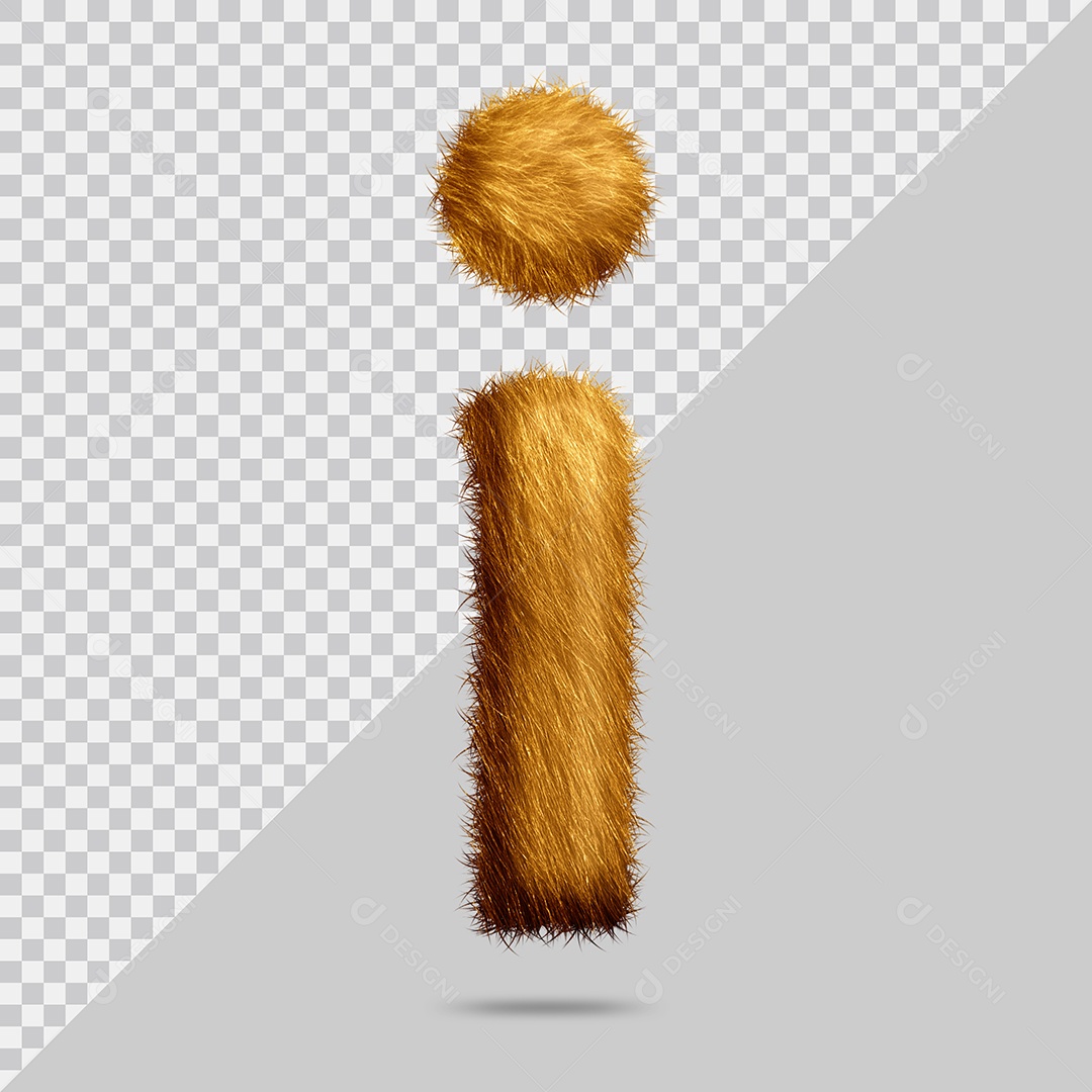 Letra I com pele Marrom Pintada Ilustração 3D PSD