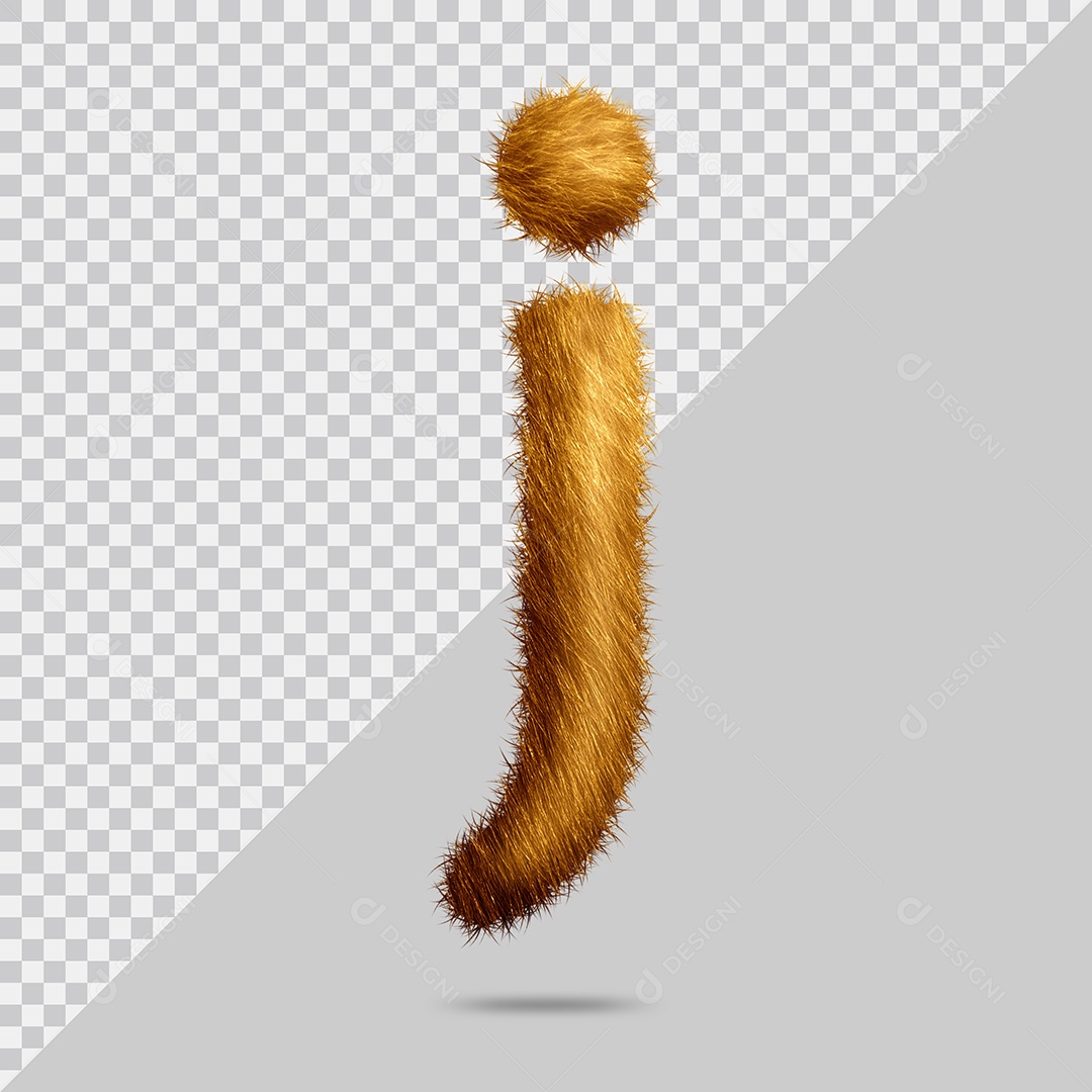Letra J com pele Marrom Pintada Ilustração 3D PSD