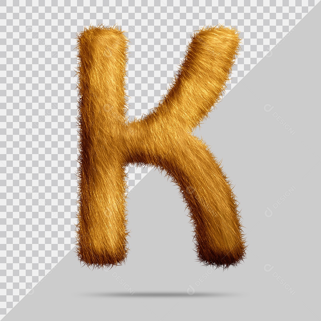 Letra K com pele Marrom Pintada Ilustração 3D PSD