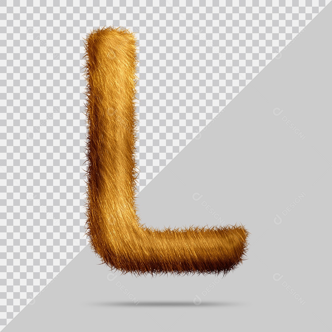 Letra L com pele Marrom Pintada Ilustração 3D PSD