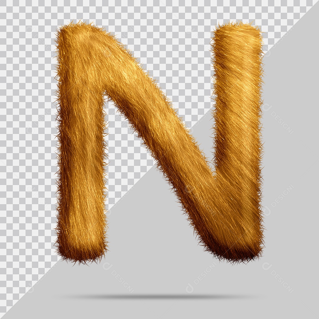 Letra N com pele Marrom Pintada Ilustração 3D PSD