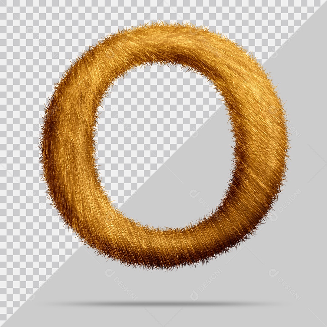 Letra O com pele Marrom Pintada Ilustração 3D PSD