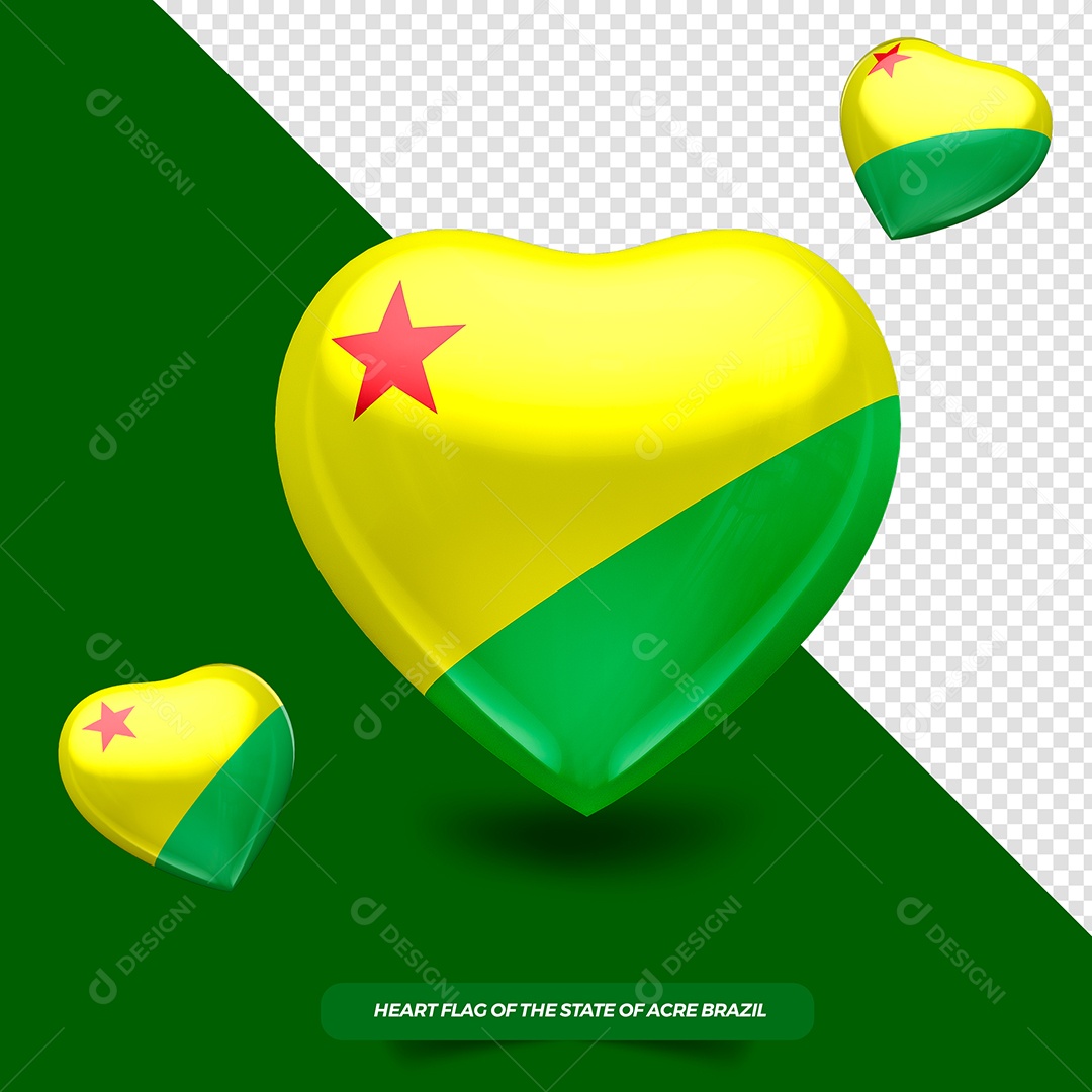 Coração 3D do Estado do Acre Elemento para Composição PSD