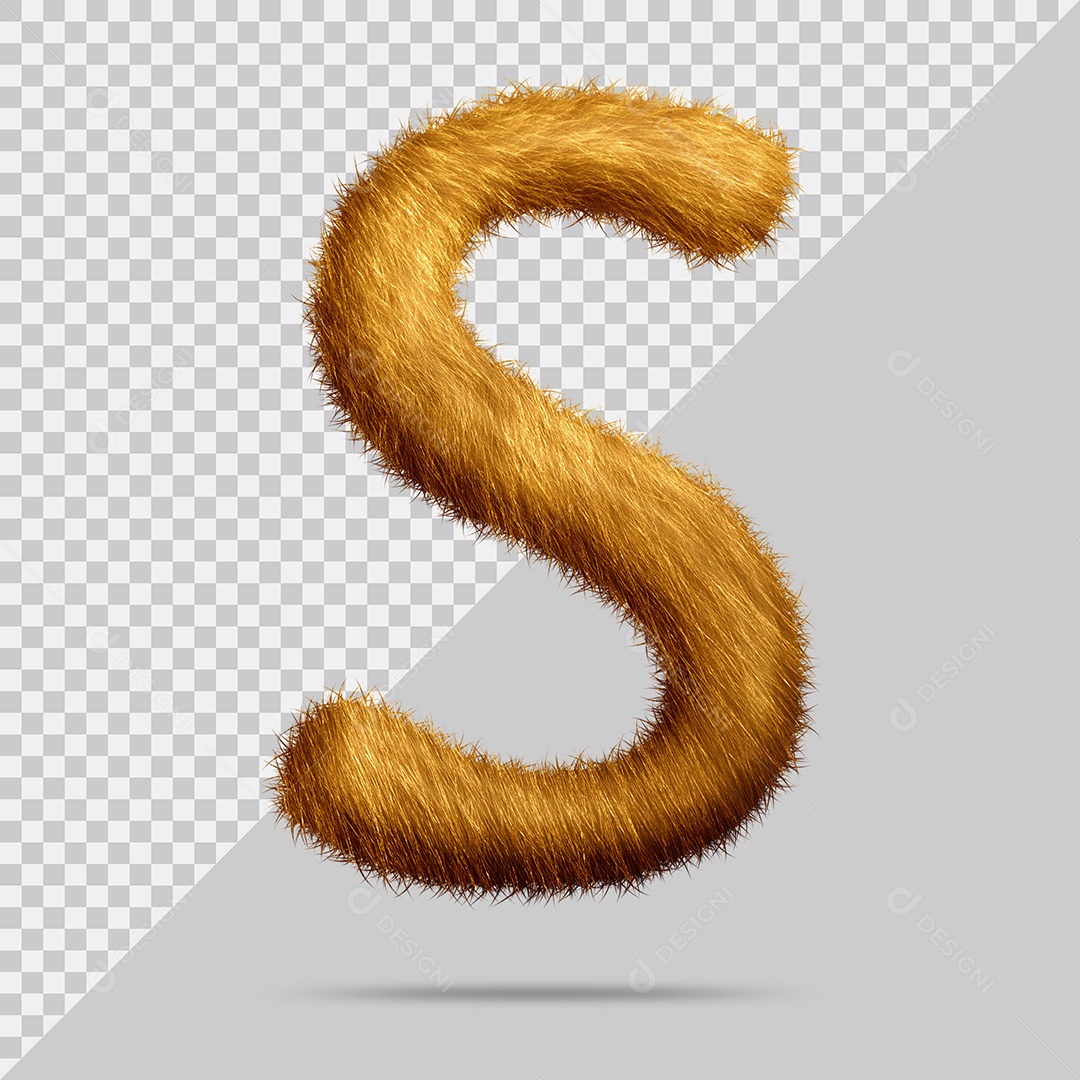 Letra S com pele Marrom Pintada Ilustração 3D PSD
