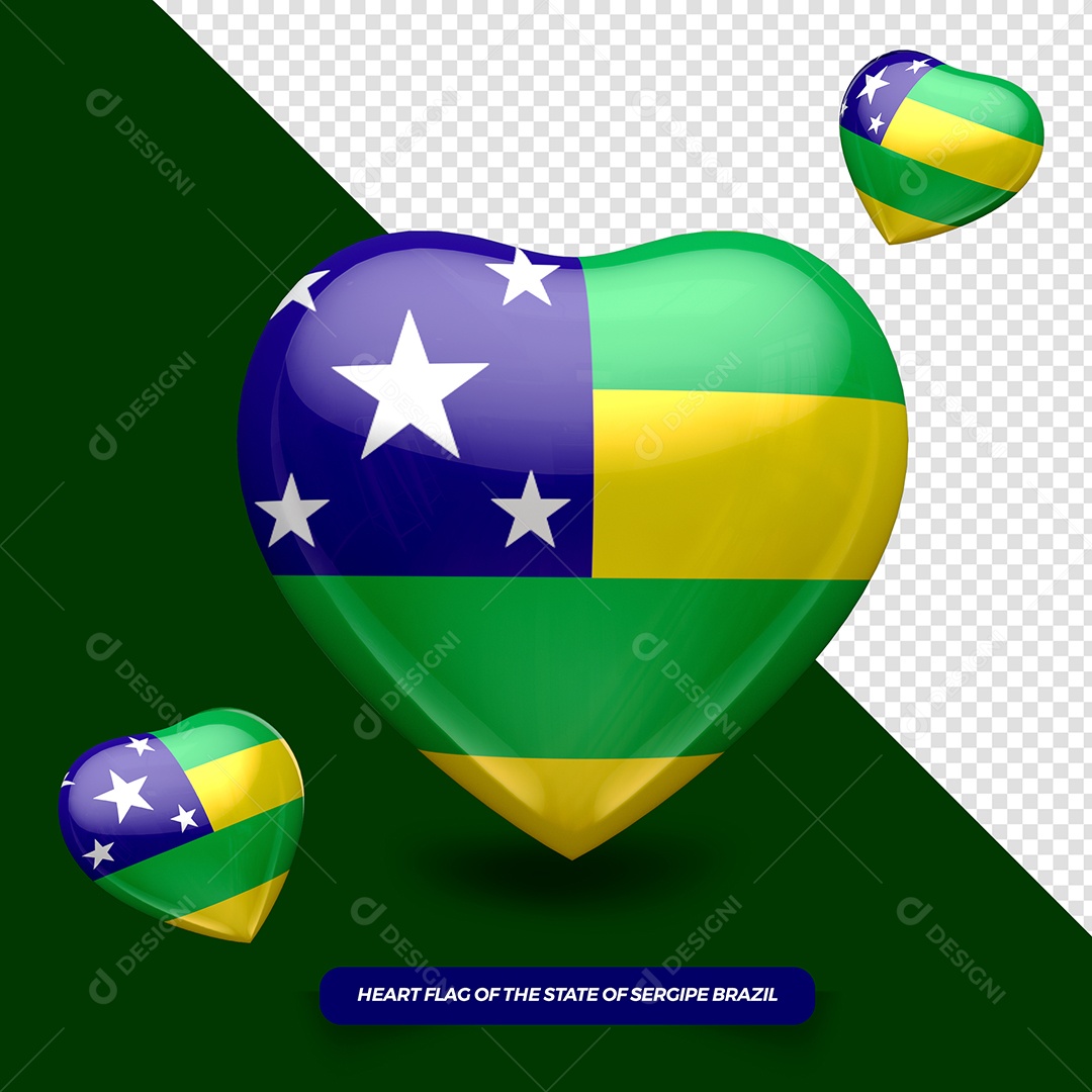 Coração 3D do Estado de Sergipe Elemento para Composição PSD
