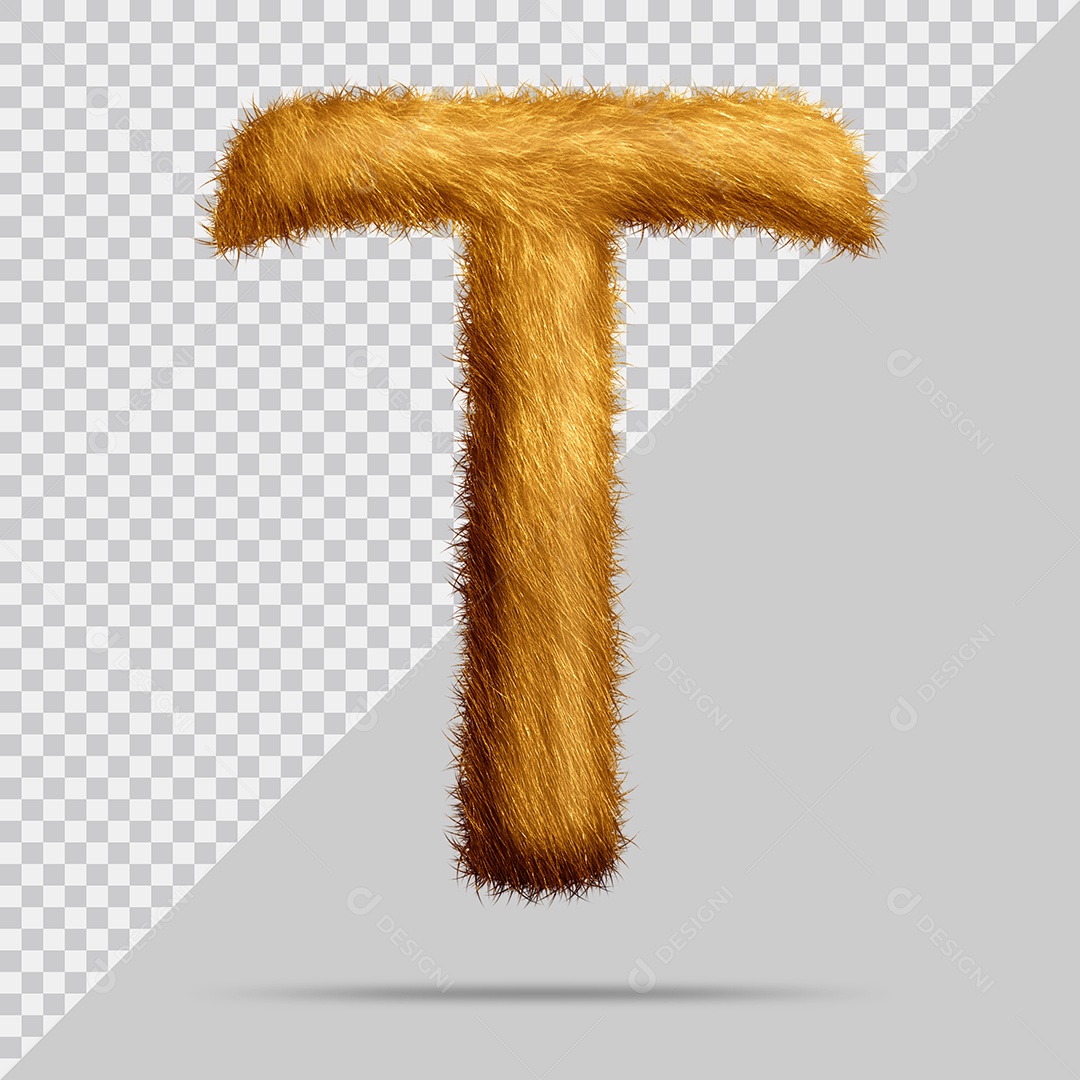 Letra T com pele Marrom Pintada Ilustração 3D PSD