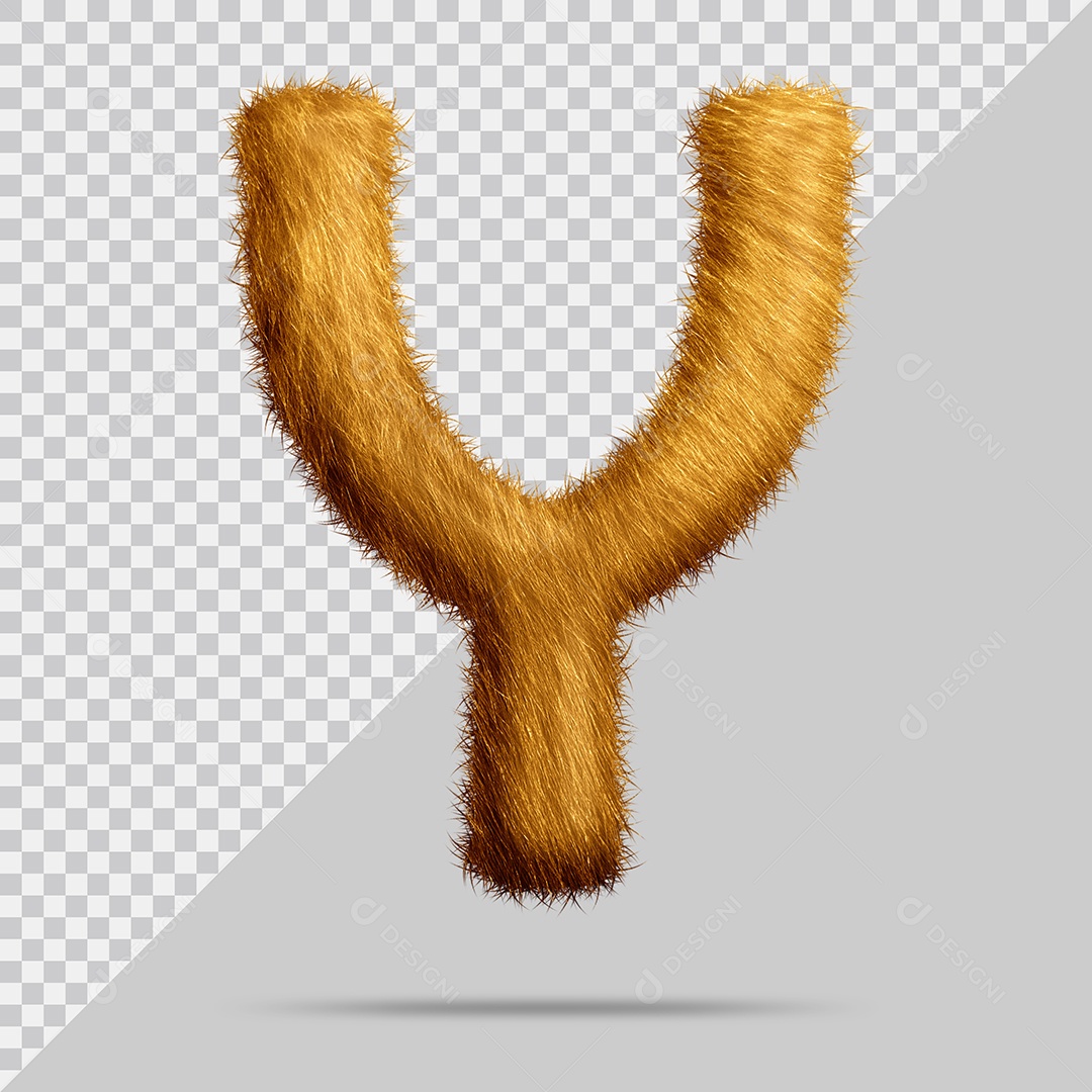 Letra Y com pele Marrom Pintada Ilustração 3D PSD