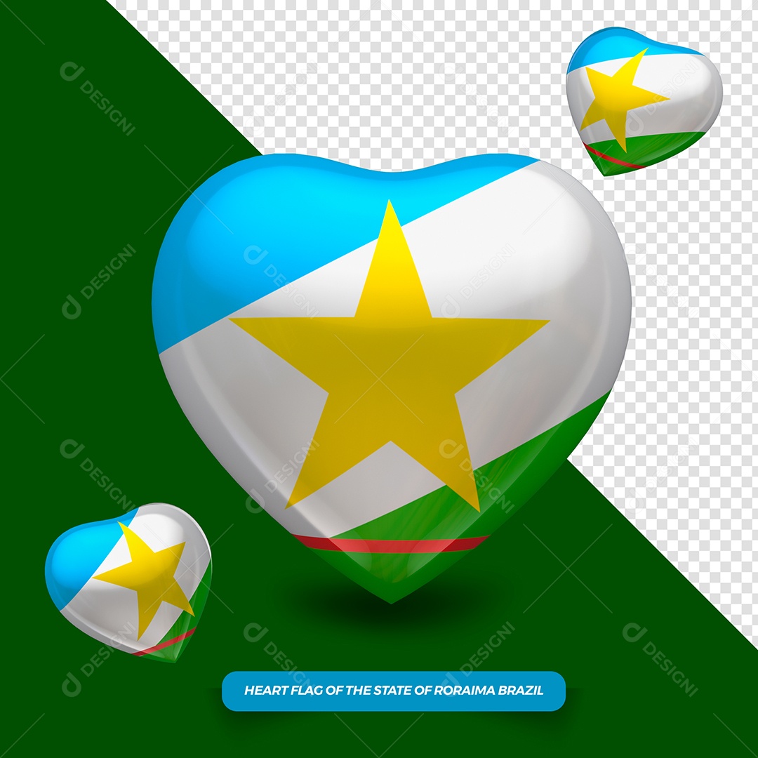Coração 3D do Estado de Roraima Elemento para Composição PSD