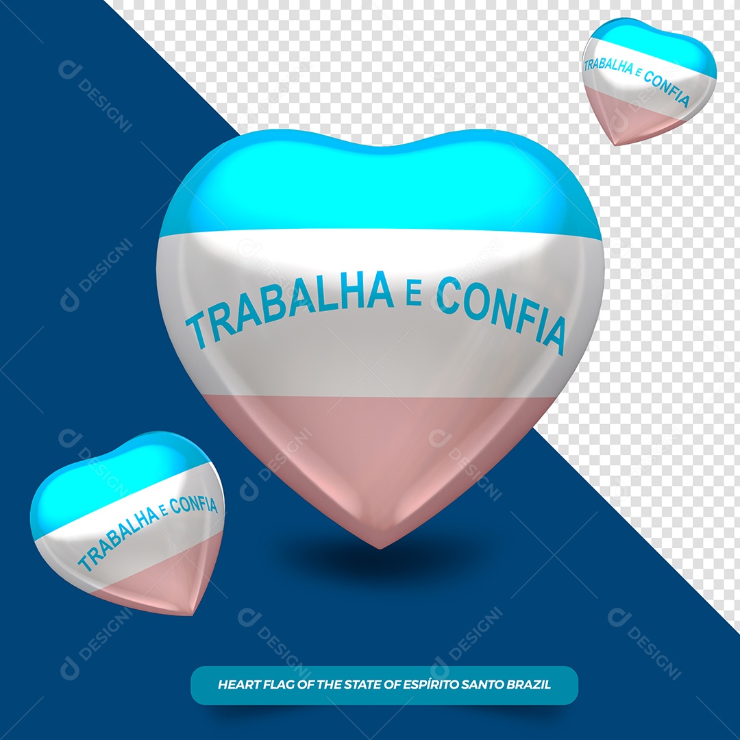 Coração 3D do Estado de Espírito Santo Elemento para Composição PSD