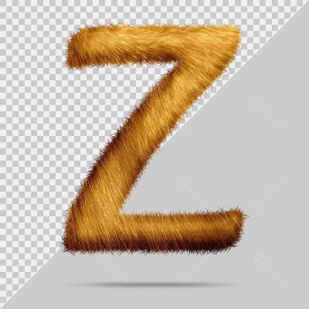 Letra Z com pele Marrom Pintada Ilustração 3D PSD