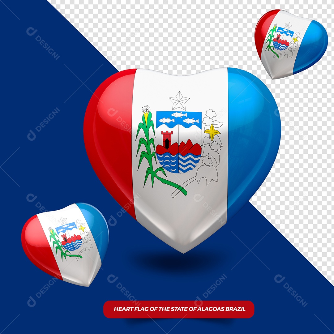 Coração 3D do Estado de Alagoas Elemento para Composição PSD