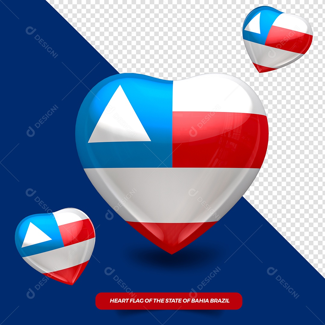 Coração 3D do Estado da Bahia Elemento para Composição PSD