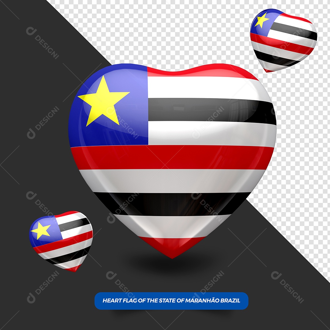 Coração 3D do Estado de Maranhão Elemento para Composição PSD