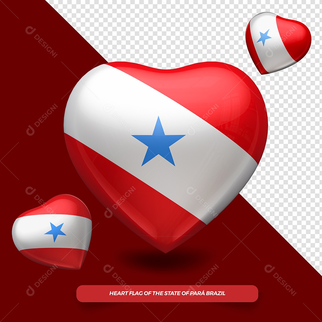 Coração 3D do Estado do Pará Elemento para Composição PSD