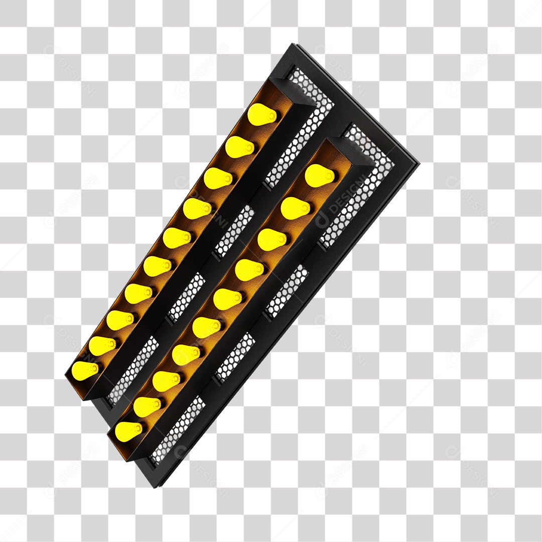 Refletor de Luz Com Luzes Amarela Elemento 3D para Composição PNG Transparente