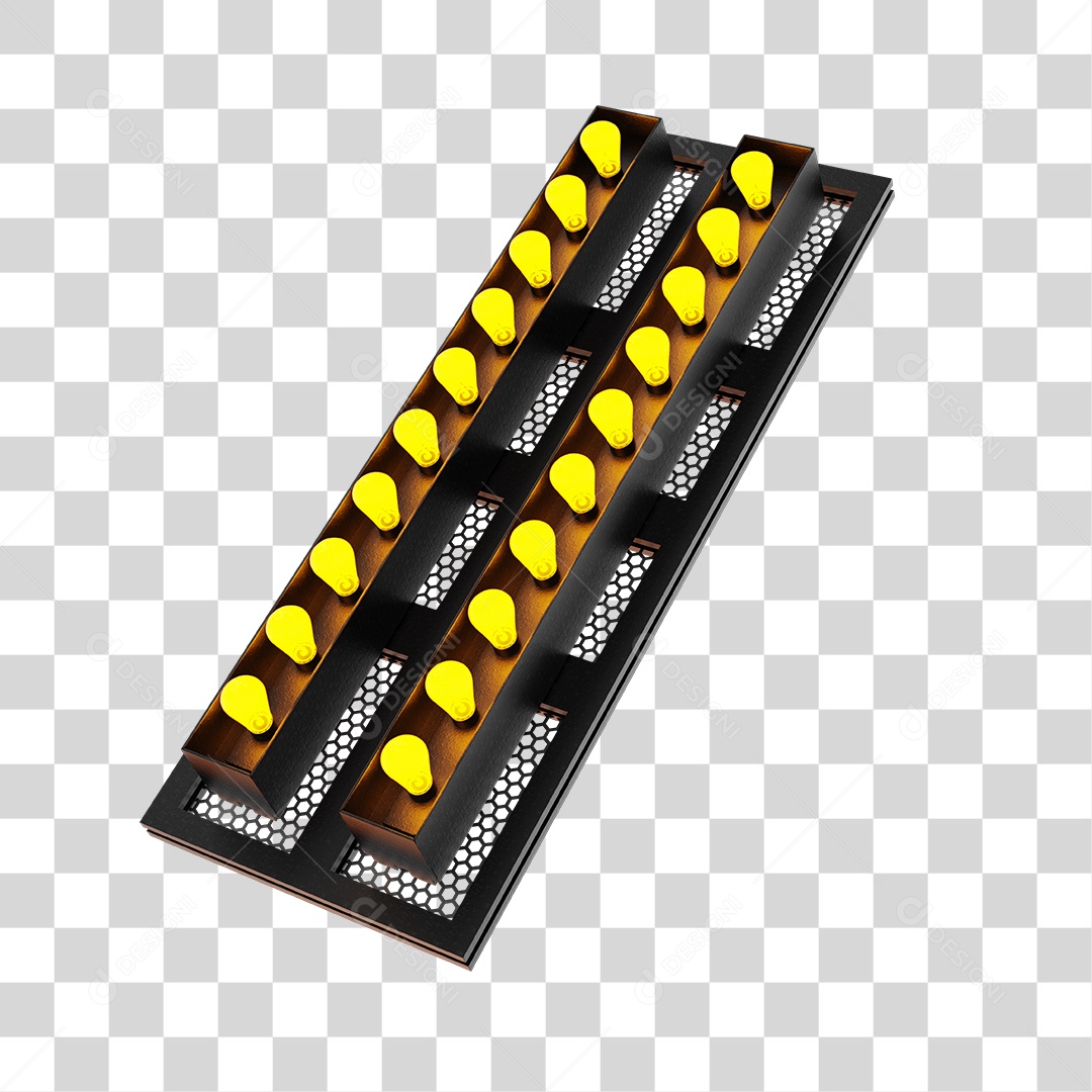 Refletor de Luz Com Luzes Amarela Elemento 3D para Composição PNG Transparente