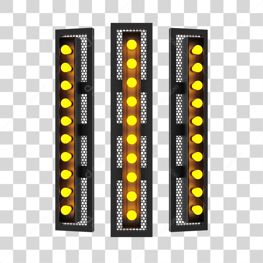 Refletores de Luz Com Luzes Amarela Elemento 3D para Composição PNG Transparente