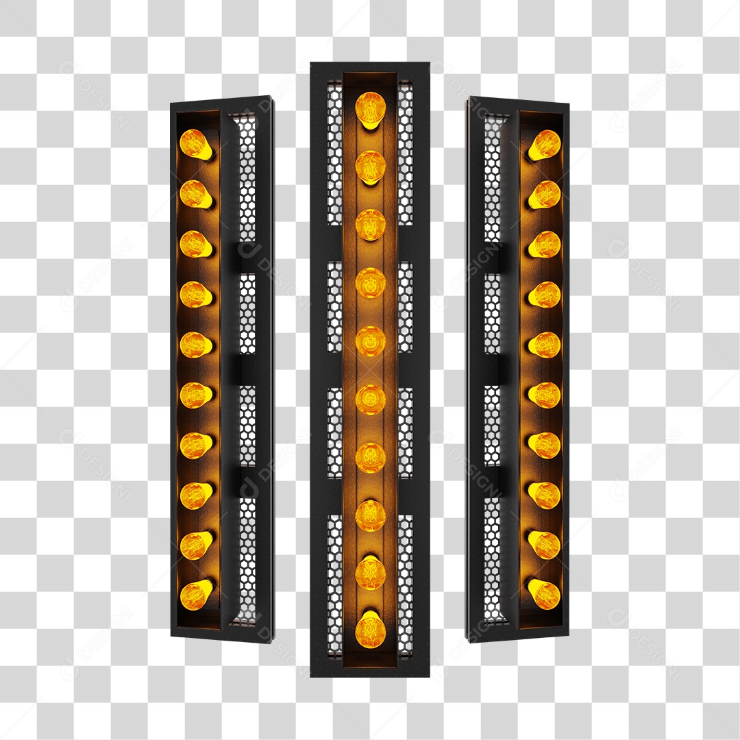 Refletor de Luz Com Luzes Amarela Elemento 3D para Composição PNG Transparente