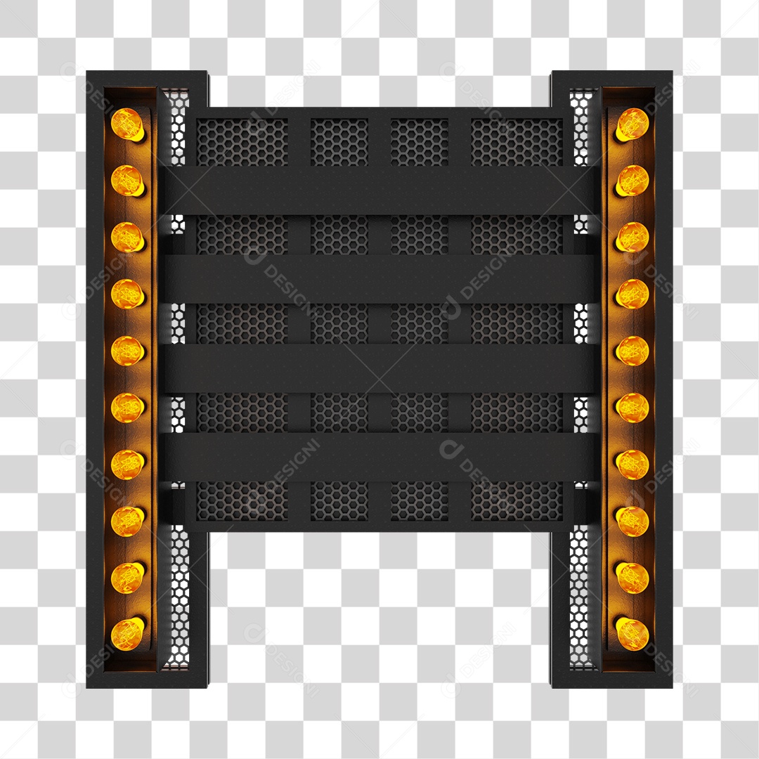 Painel de Refletores de Luz Com Luzes Amarela Elemento 3D para Composição PNG Transparente