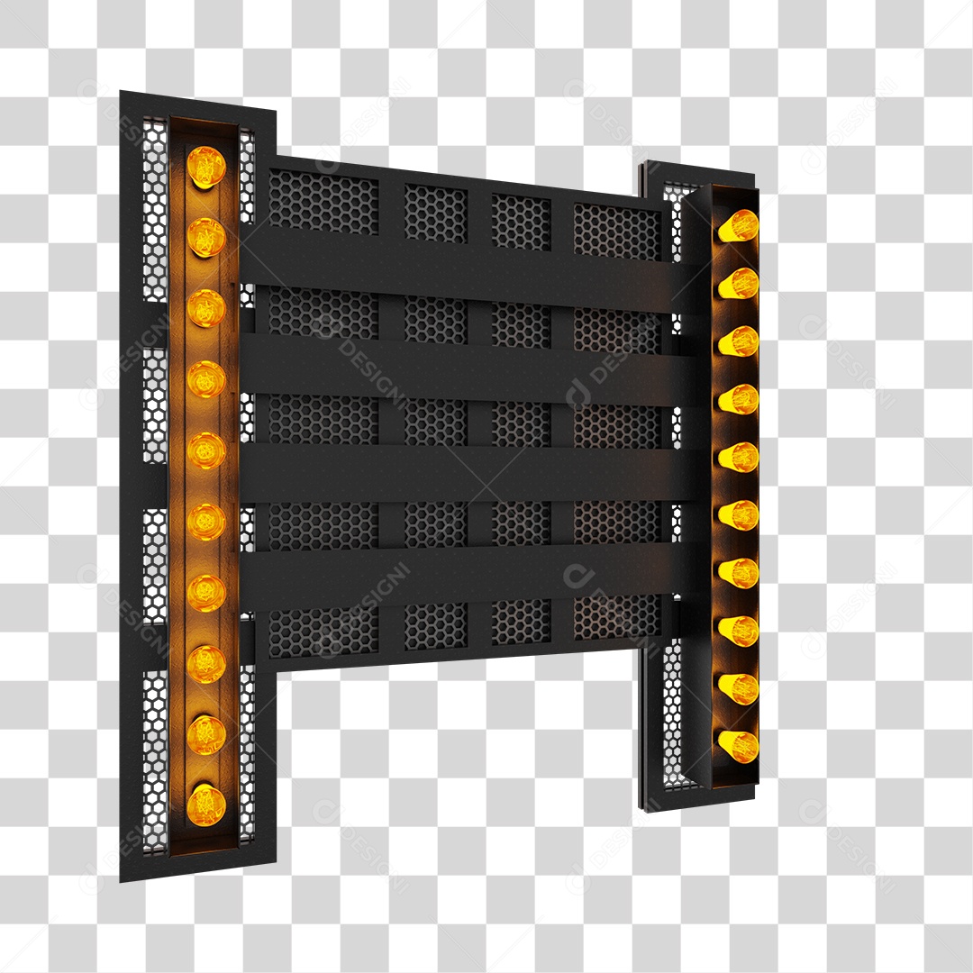 Light Reflector Panel With Yellow Lights 3D Element for Compositing Transparent PNG