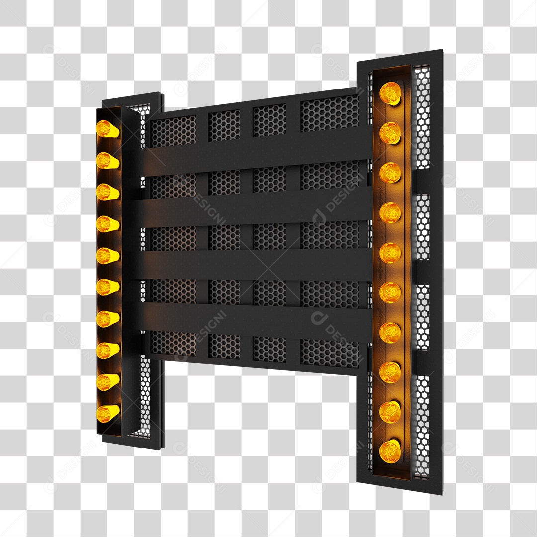 Painel de Refletores de Luz Com Luzes Amarela Elemento 3D para Composição PNG Transparente