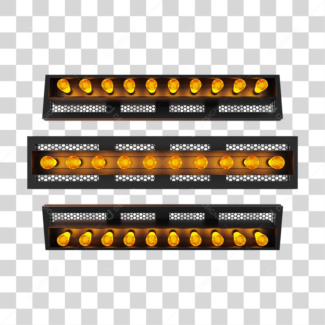 Light Reflector With Yellow Lights 3D Element For Composition PNG Transparent