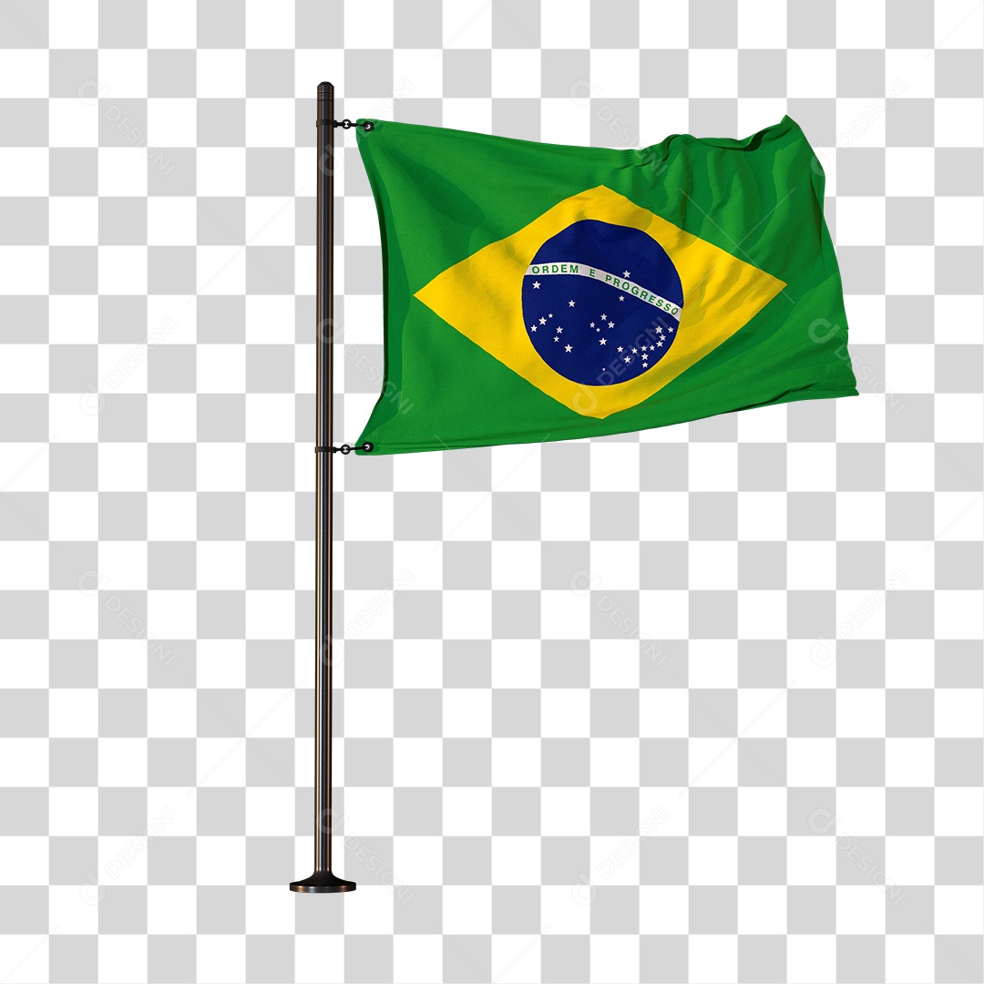 Bandeira do Brasil Elemento 3D PNG Transparente