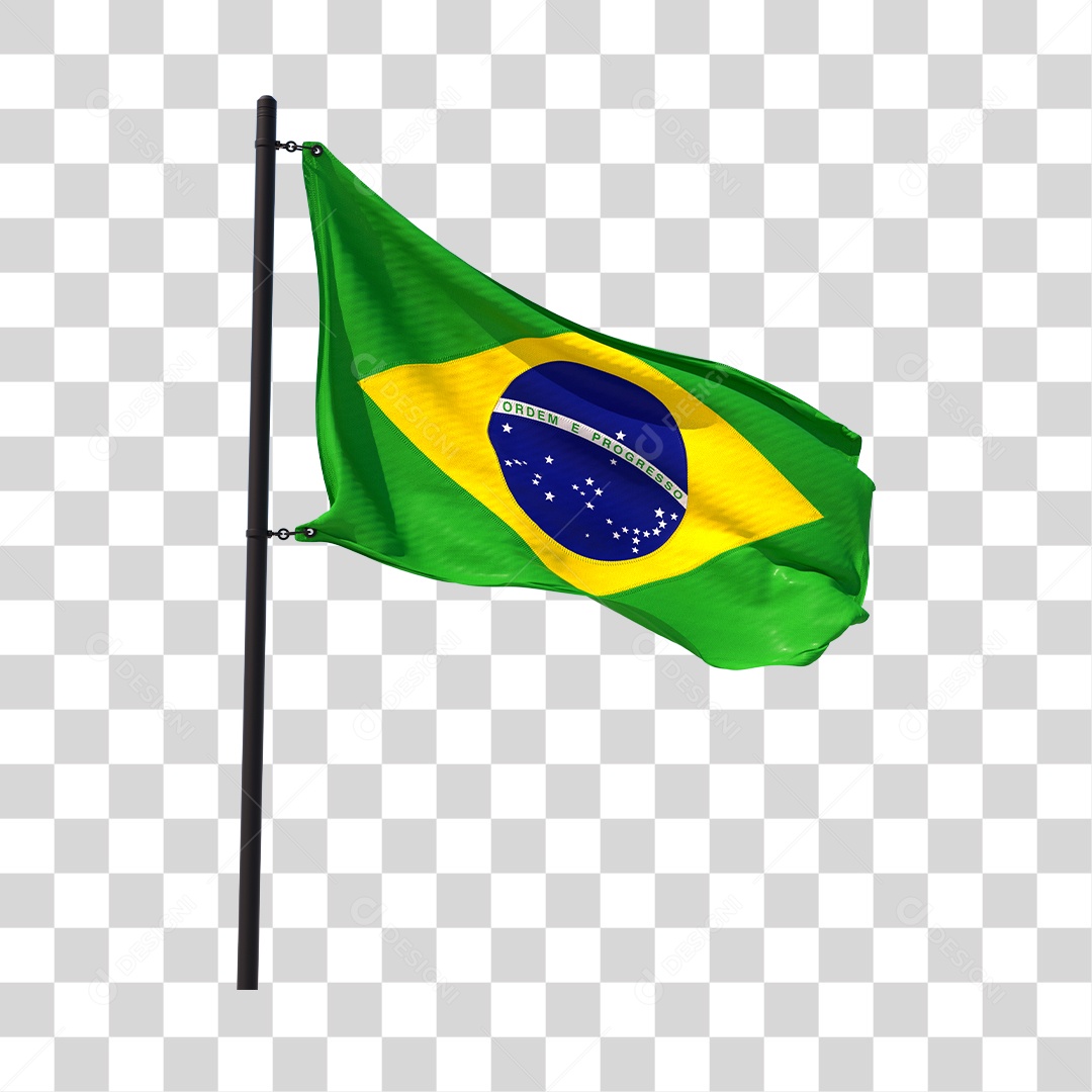 Bandeira do Brasil Elemento 3D PNG Transparente