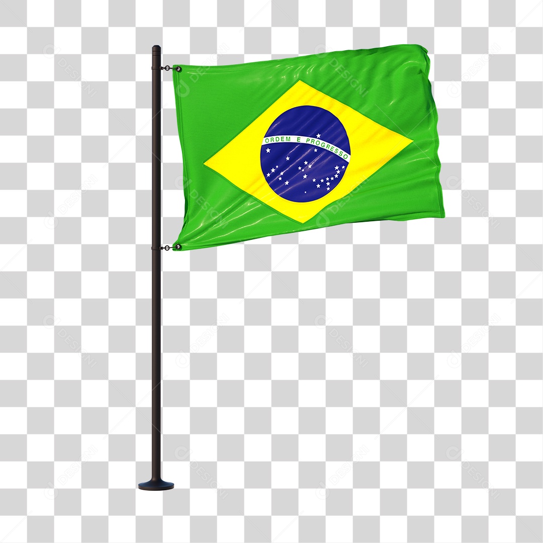 Bandeira do Brasil Elemento 3D PNG Transparente