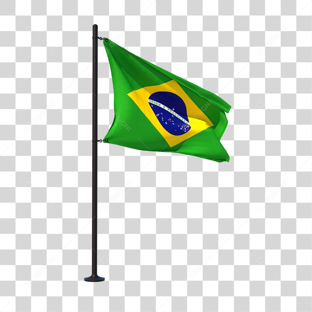 Bandeira do Brasil Elemento 3D PNG Transparente