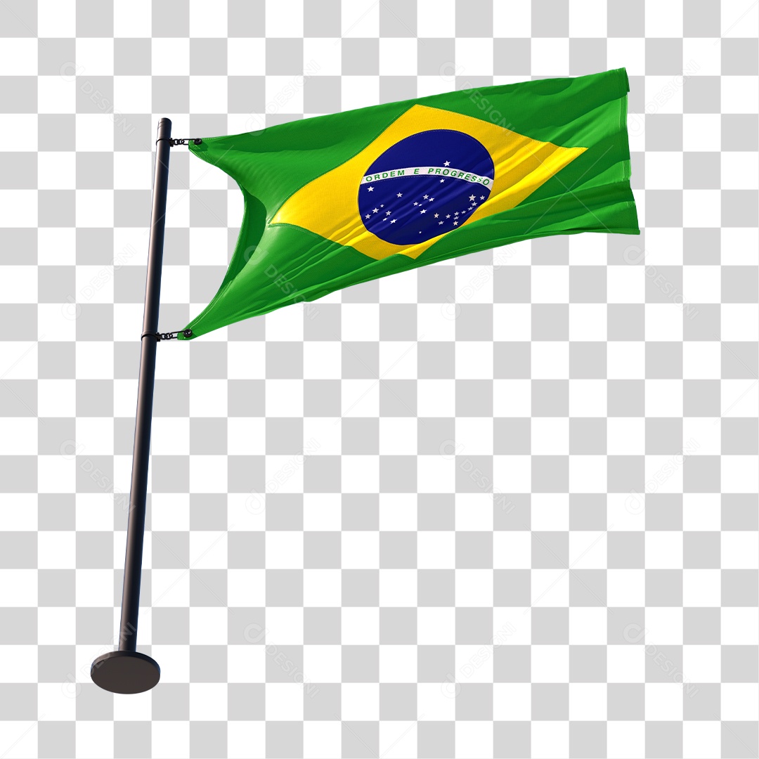 Bandeira do Brasil Elemento 3D PNG Transparente