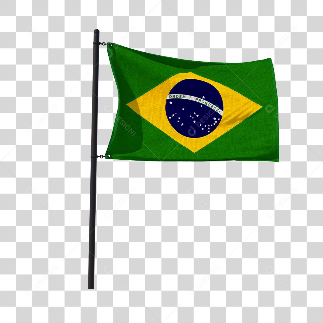 Bandeira do Brasil Elemento 3D PNG Transparente