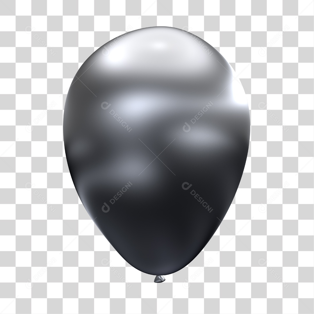 Balão Aniversário Prata PNG Transparente