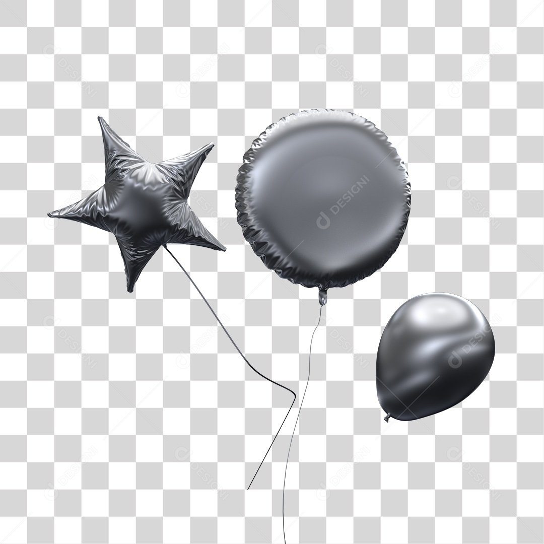 Balões de aniversário Elementos 3D PNG Transparente