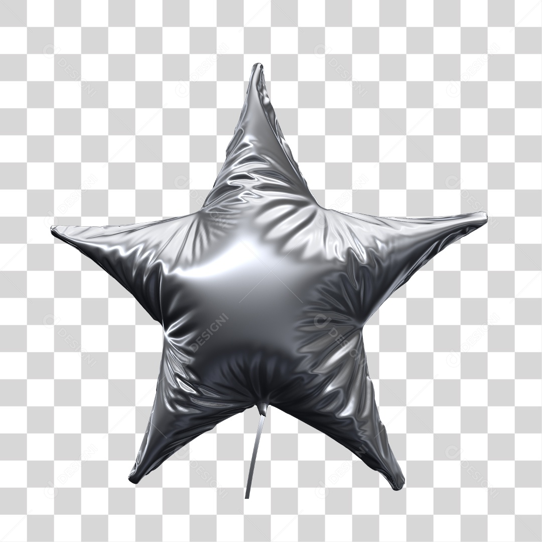 Balão Aniversário Prata No Formato de Estrela PNG Transparente