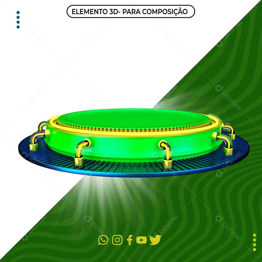 Elemento 3D Podium Verde Para Composições PNG Transparente