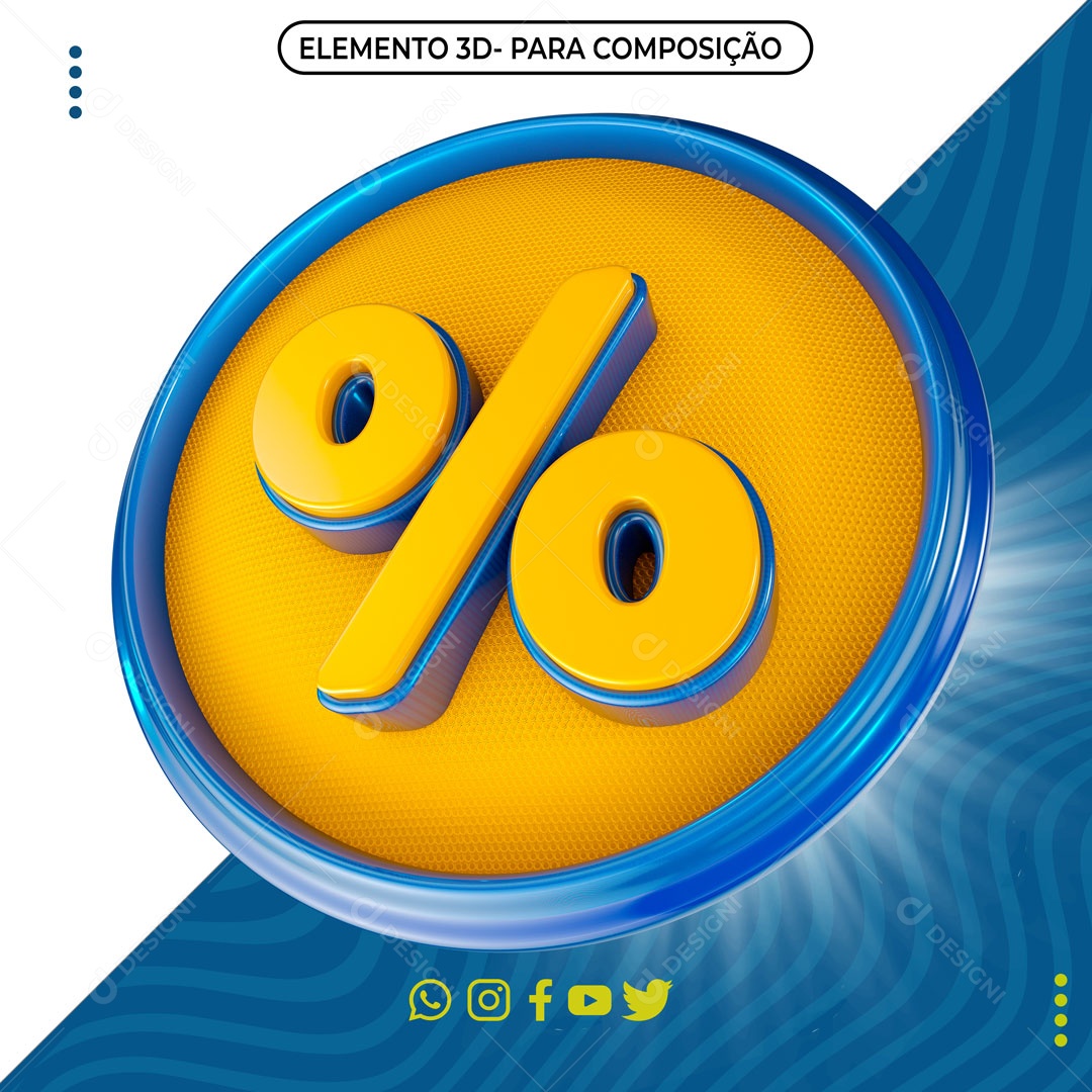 Elemento 3D Para Composições Desconto Porcentagem %  PNG Transparente