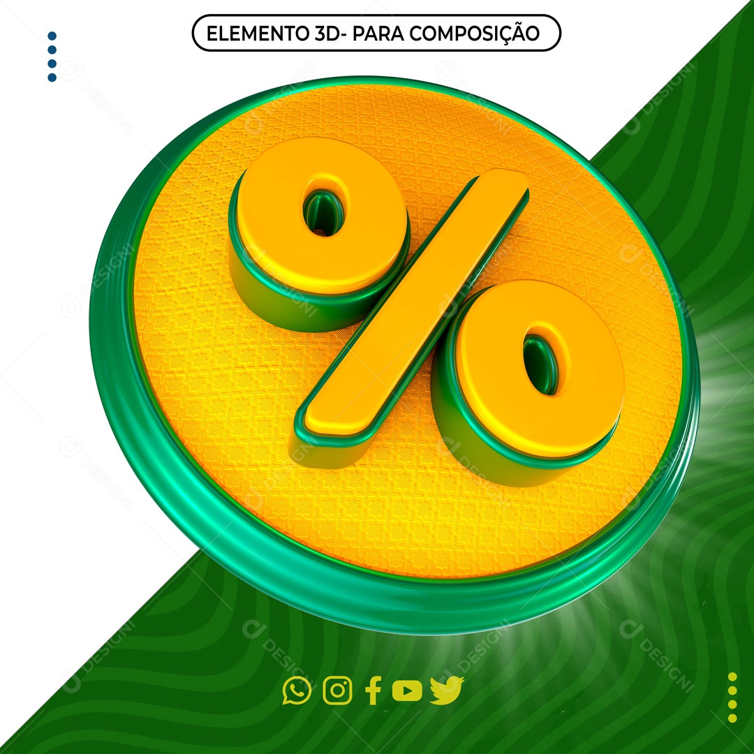 Elemento 3D Para Composições Desconto Porcentagem %  PNG Transparente
