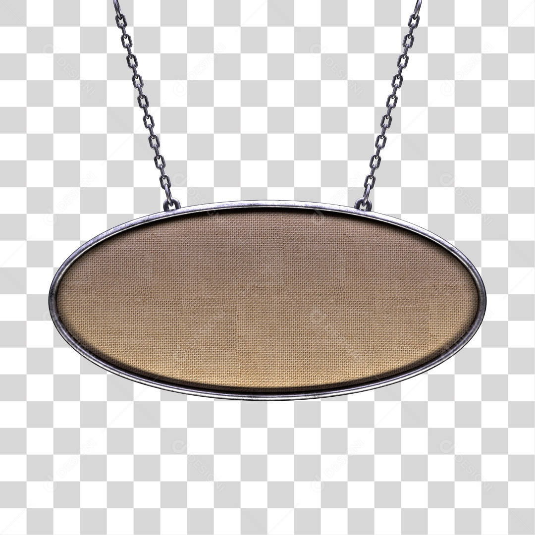 Placa de Madeira Oval Com Correntes Elemento 3D Para Composição de Texto PNG Transparente
