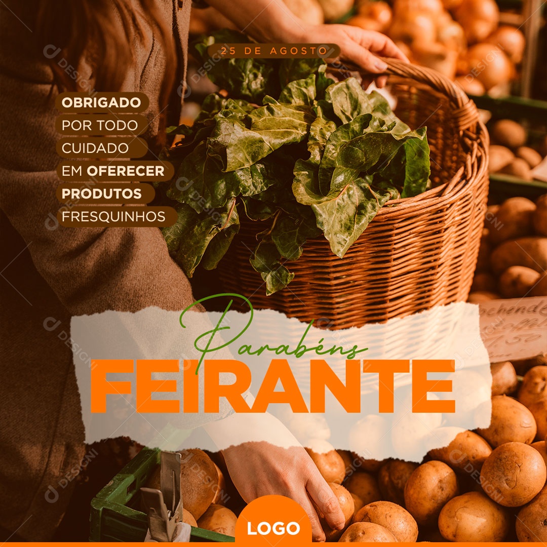 Parabéns Feirante Data Comemorativa Social Media PSD Editável