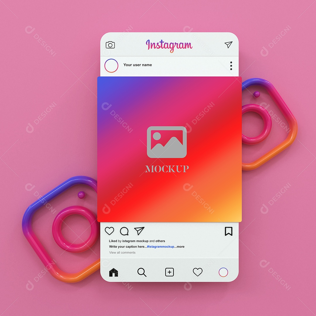 Mockup do Instagram 3D PSD Editável