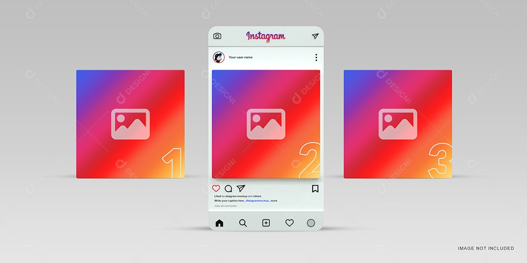 Mockup de Interface do Instagram 3D PSD Editável