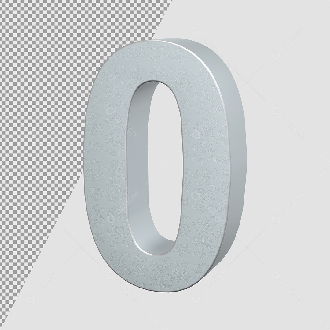 Número 0 Cinza Elemento 3D Para composição PSD